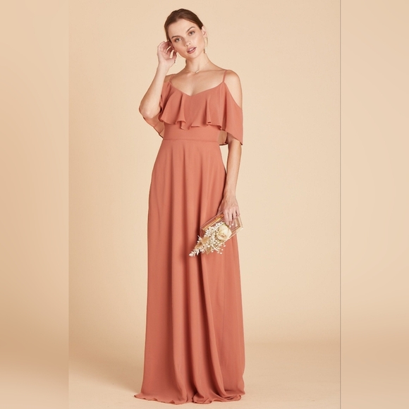 Birdy Grey Jane Convertable Bridesmaids Dress Chiffon in Terracotta Size Medium - Picture 3 of 16